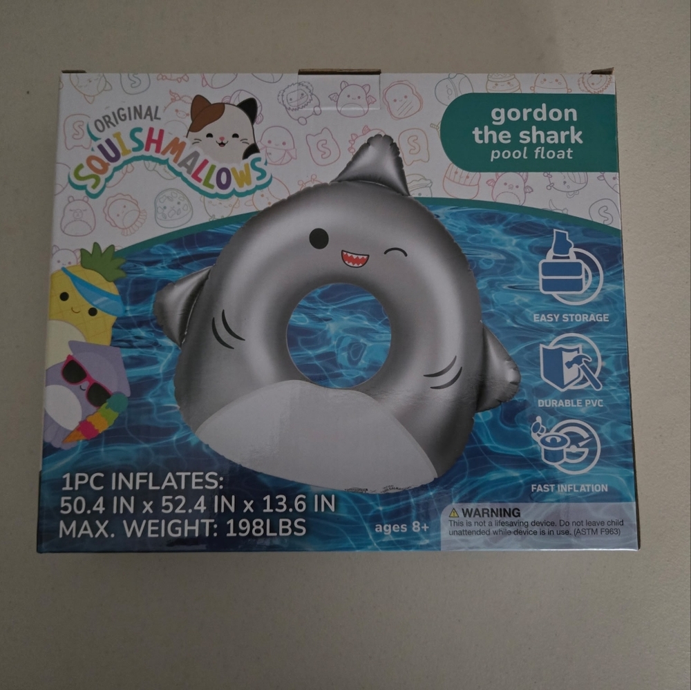 Squishmallows Silver Shark Pool Float
